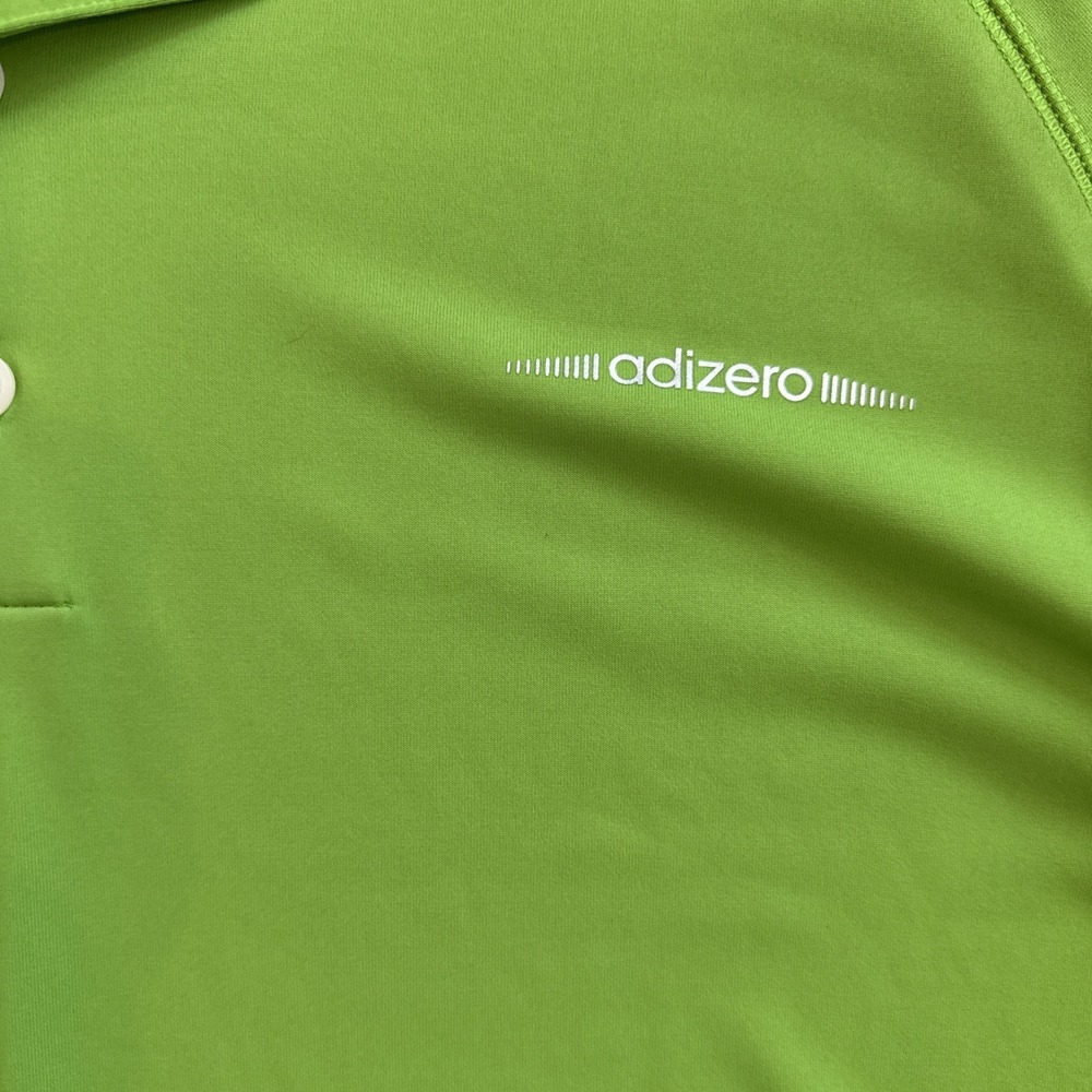 Adidas Polo‎ Shirt Golf Adizero Men's Large Short Sleeve Lime Green Reflective - Picture 3 of 8